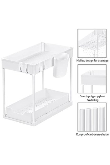 fulina 2 Tier Under Sink Organizers and Storage,Pull Out Sliding Drawer,Multi-purpose Kitchen Organizer