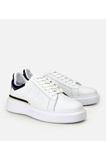 Hotiç Men's Leather White Light Sole Sports Shoes