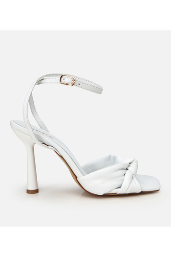 Hotiç Women's Leather White Belted Heeled Sandals