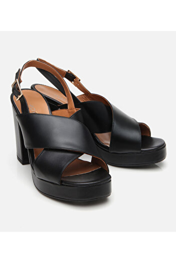 Hotiç Women's Leather Black Heeled Sandals