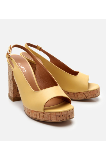 Hotiç Women's Leather Yellow Heeled Sandals