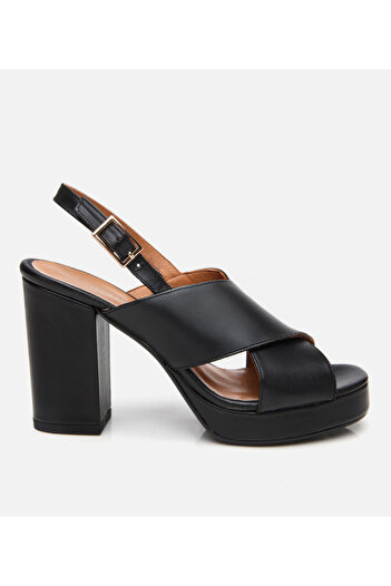Hotiç Women's Leather Black Heeled Sandals