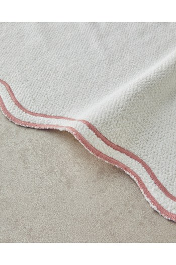 English Home Retro Waves Cotton Embroidered Face Towel Ecru - Pink