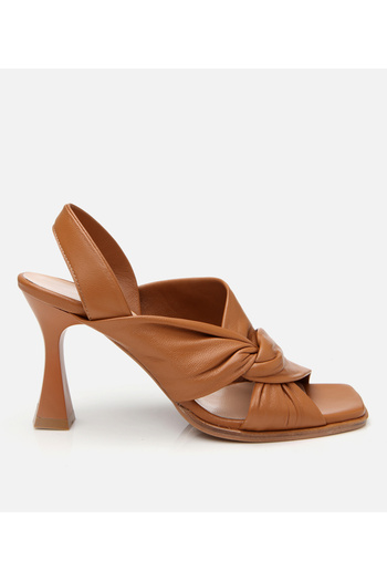 Hotiç Women's Leather Tan Soft Textured Heeled Sandals