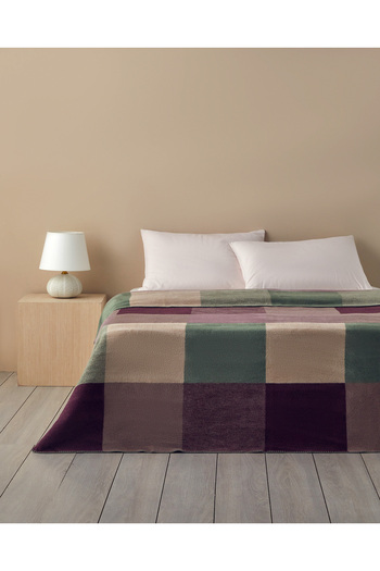 English Home Block Cotton Double Blanket 200X220 cm Beige