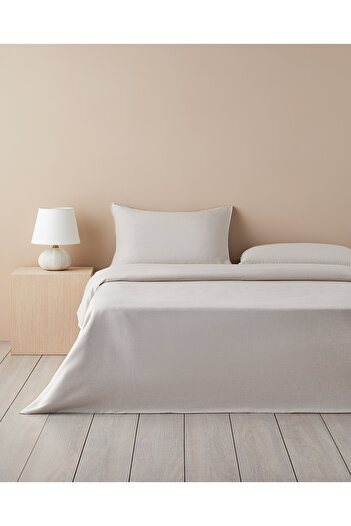 English Home Beige King Size Pied De Poule Yarn Duvet Cover Set - 240X220 cm