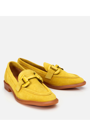 Hotiç Women's Suede Leather Yellow Flexible Sole Casual Loafer
