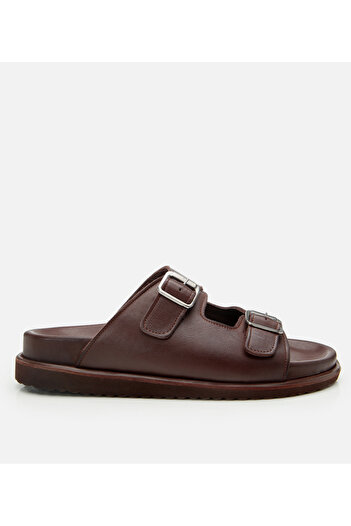 Hotiç Men's Leather Brown Comfortable Sole Slippers