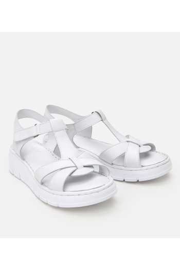 Hotiç Women's Leather White Adjustable Comfort Sandals