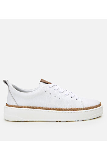 Hotiç Men's Leather White Ultra Light Sole Sports Shoes