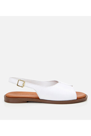 Hotiç Women's Leather White Flat Sandals