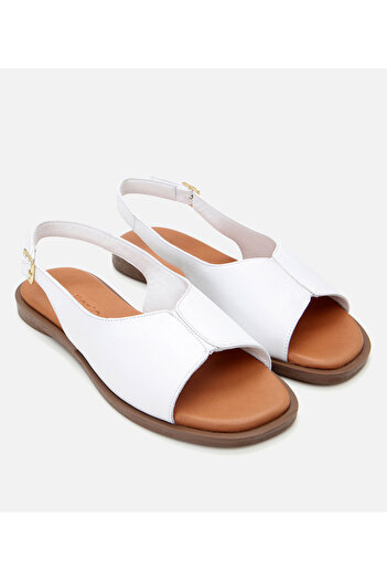 Hotiç Women's Leather White Flat Sandals