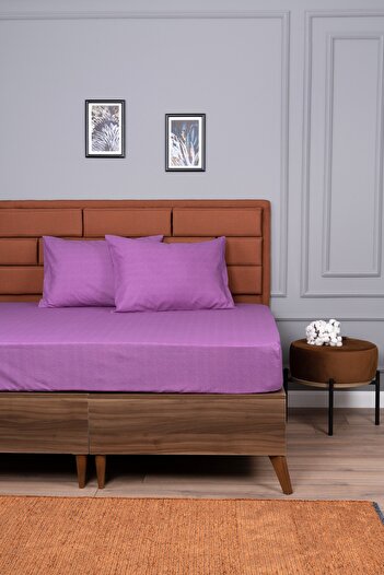 ALTINPAMUK Single Fitted Bed Sheet+1 Pillowcase Gift 100X200 Purple