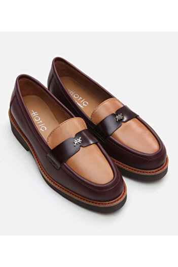 Hotiç Women's Leather Burgundy Loafer
