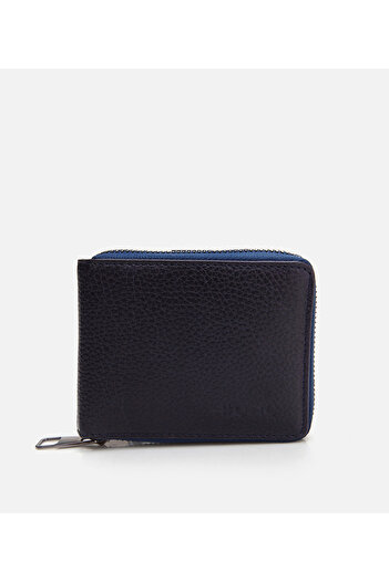 Hotiç Men's Leather Navy Blue Wallet