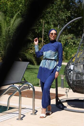 NS TASARIM MAYO Corn Pattern Allerli Design Hijab Jumpsuit Swimsuit