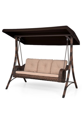 Maison Mex 3-seater garden/terrace swing, SEVILLE, L.224 l.132 H.180 cm, brown/cream