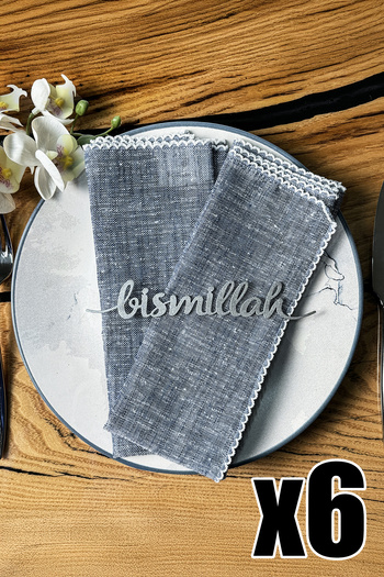 iwa concept 6-Piece Bismillah Written Metal Napkin Ornament - Home Tableware Decoration