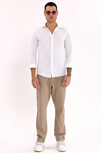 Montland Men's Beige Linen Trousers – Breathable, Relaxed Fit Casual Wear -Wide Size Range-