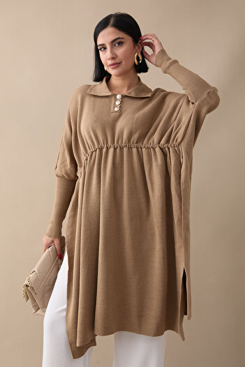 InStyle Μπαλόνι μανίκι Camel Poncho
