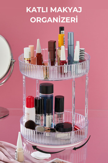 Espas Home 360 Degree Rotating Folding Makeup Organizer