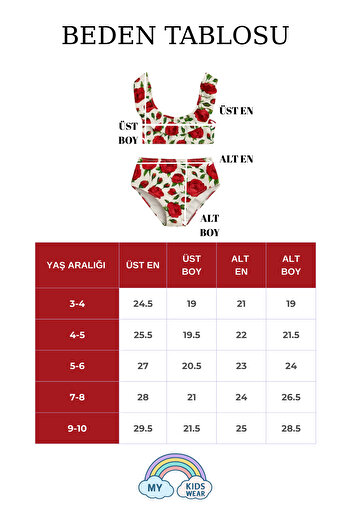My Kids Wear Girls' Ruffled Printed High Waist Swimsuit Set 3-10 Years 11929