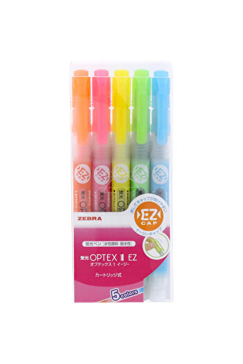 Zebra Pen قلم تحديد فلورسنت Zebra WKS11-5C Optex 1 EZ، 5 قطع