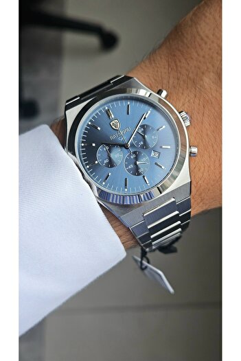 Raymond Rym-81051 Men's Lux Crono Wristwatch - Steel Case and Strap - Sapphire Glass - 2 Years Warranty Ss-Bl