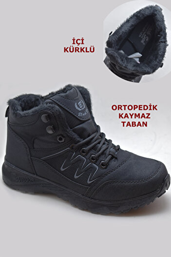 BlackSea 580 Ορθοπεδικά χειμερινά unisex μποτάκια με αντιολισθητική σόλα και γούνα στη σόλα