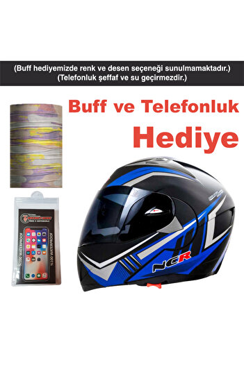 NCR Çene Açılır Kask Mavi Siyah
