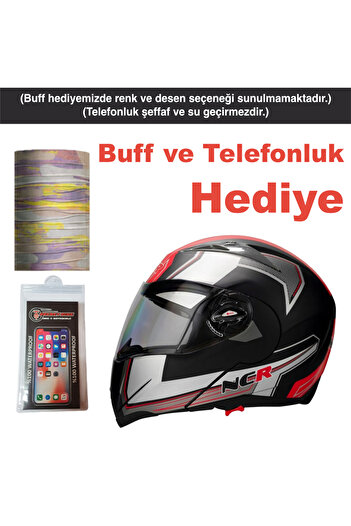 NCR Çene Açılır Kask Kırmızı Ece Belgeli