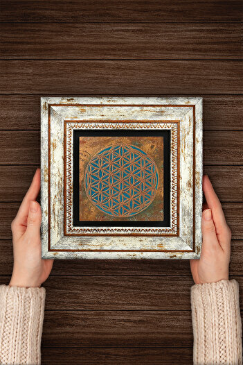Pinecone Flower of Life Framed Stone Wall Painting – Decorative Modern Art, Home and Office Decor | T1-317 |