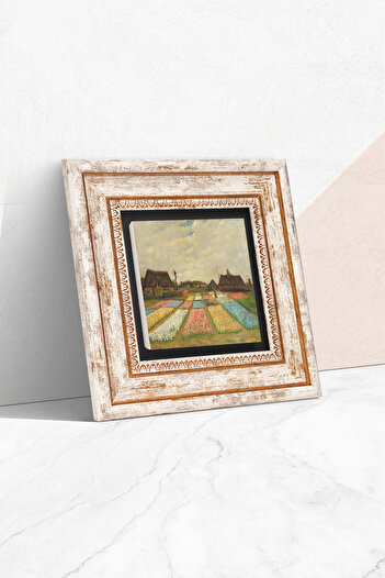 Pinecone Van Gogh's Tulip Fields in Holland Framed Stone Wall Painting – Home and Office Decor | T1-282 |