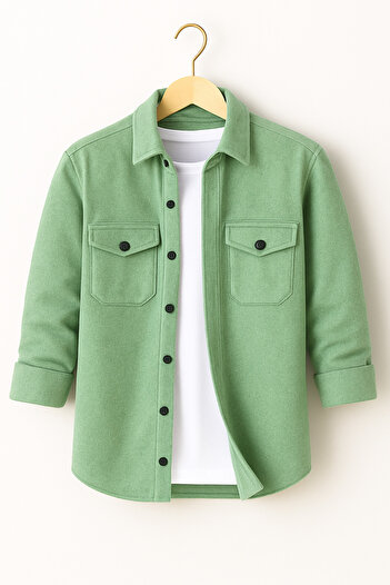 mavisima erkek giyimi Men's Green Cashmere Lumberjack Style Shirt Jacket – Comfortable Fit New Season Winter Fashion Trend