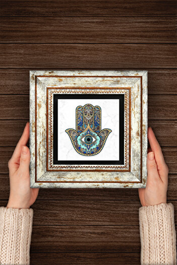 Pinecone Pictură pe perete cu piatră înrămată Fatma Ana Eli (Hamsa) – Decorativă modernă, decor pentru casă și birou | T1-01 |