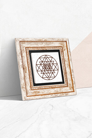 Pinecone Sri Yantra Framed Stone Wall Painting – Decorative Modern Art, Home and Office Decor | T1-175 |