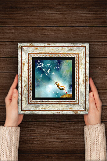 Pinecone Little Prince Framed Stone Wall Painting – Decorative Modern Art, Home and Office Decor | T1-388 |