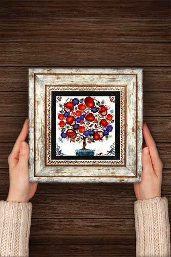 Pinecone Pomegranate Tree Stone Wall Painting Framed Wall Decor Wall Art