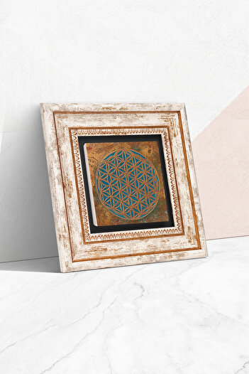 Pinecone Flower of Life Framed Stone Wall Painting – Decorative Modern Art, Home and Office Decor | T1-317 |