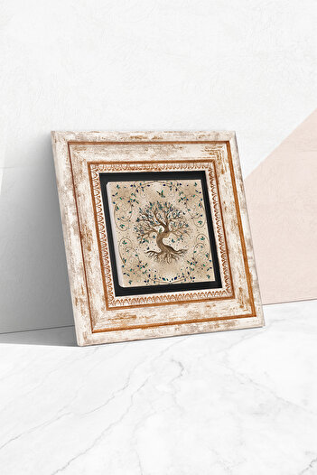 Pinecone Tree of Life Stone Wall Painting Framed Wall Decor Wall Art