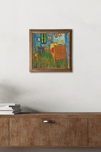 Pinecone Vincent Van Gogh Bedroom in Arles Stone Wall Painting with Wooden Frame – 25X25 cm | W1-286 |