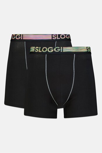 SLOGGI Men 2 Pieces Brand Logo Hipster Briefs, Black