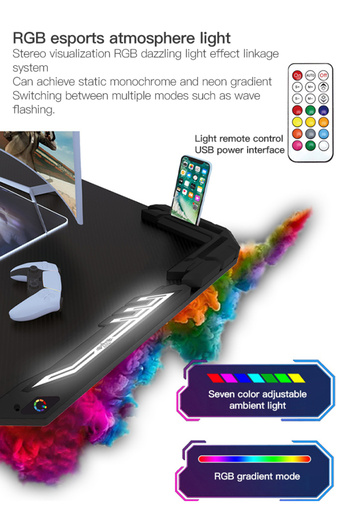 sharpdo Gaming Desk Desktop Computer Desk with RGB Lights and Water Cup Holder