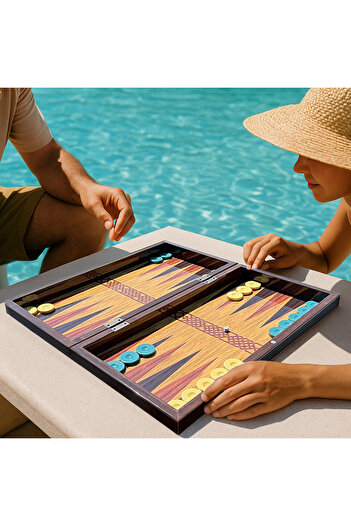 Biggdesign Bloom Backgammon, Anti-Scratch Floor, Magnetic Mdf Case, 2 Layers of Varnish Polished