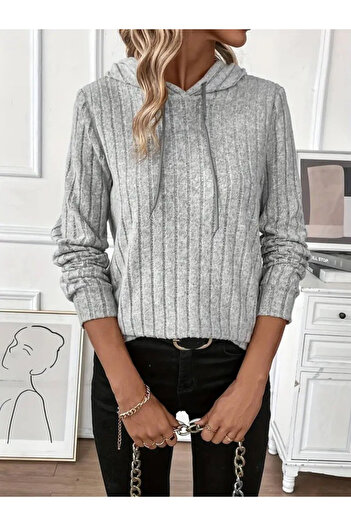 JANES Women's Long Sleeve Hooded Lace-Up Ruched Camisole Blouse Casual Sports Comfortable