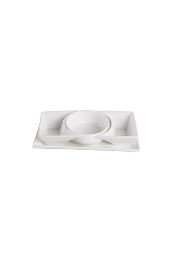 SQUALO Rectangular 3-compartment porcelain bowl with an elegant and modern design - white 23x11.5x5.5 cm