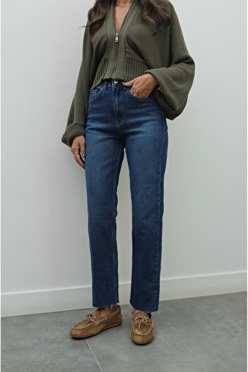 Havoş Μπλε Navy Boy Fit Cut Leg Jean