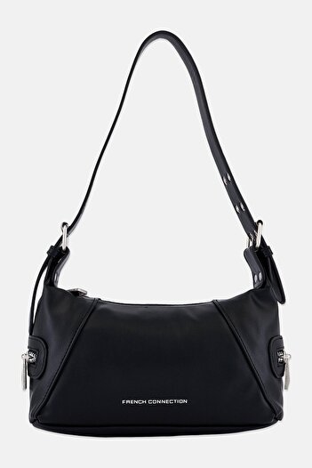 French Connection Women Myle Textured Zip Pocket Shoulder, Black