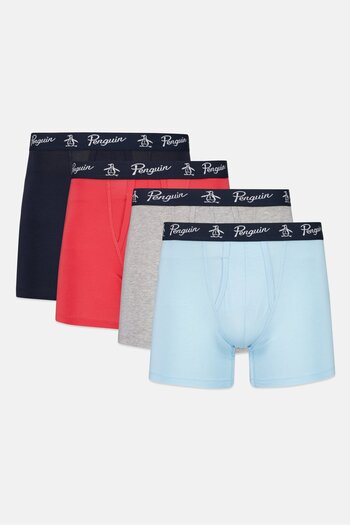 Original Penguin Men 4 Pieces Brand Logo Boxer Briefs, Multicolor