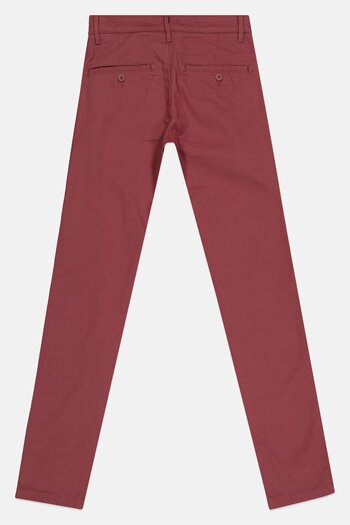 CELIO Men Slim Fit Plain Stretchable Chino Pants, Bordeaux